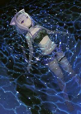 Anime Cat Girl in Water