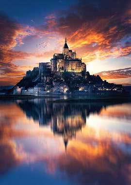 Mont Saint-Michel at Sunset