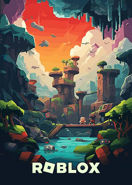 Roblox landscape with characters and bridge