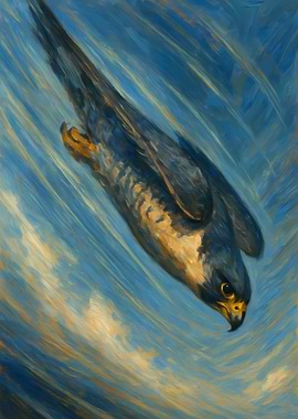 Falcon in Flight Painting