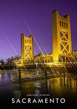 Sacramento Tower Bridge at Night