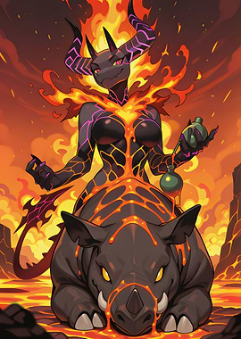Lava Demon Riding Rhino