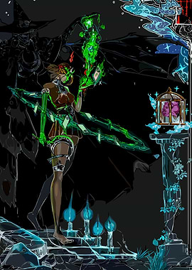 Steampunk Witch with Green Magic