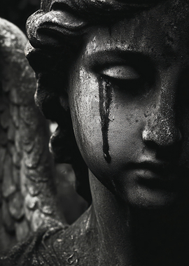 Crying Angel Statue Close-Up