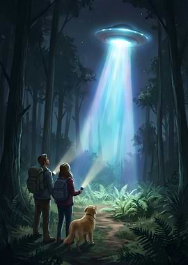 UFO sighting in the forest