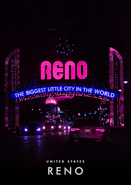 Reno Nevada Neon Sign at Night