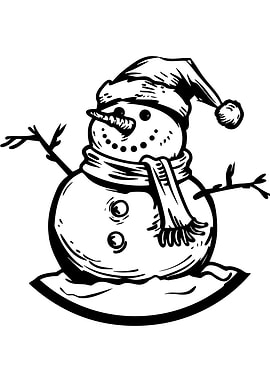 Black and White Snowman Illustration