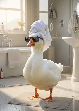 Goose with Towel and Sunglasses