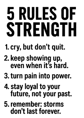 5 Rules of Strength Motivational Text