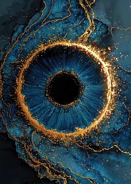 Abstract Eye with Gold Accents