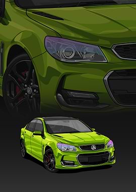 Green Holden VFII Commodore Illustration