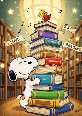 Snoopy and Woodstock Love Reading