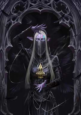 Dark Elf Sorceress with Raven Magic