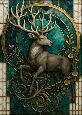 Stained Glass Deer Art