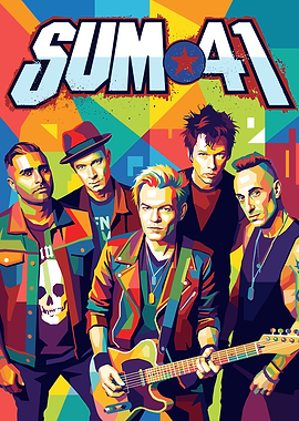 Sum 41 Band Colorful Portrait