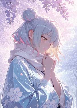 Anime Girl in Floral Kimono