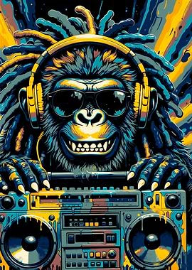 Cool Gorilla with Boombox