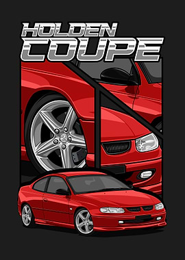 Red Holden Coupe Car Illustration