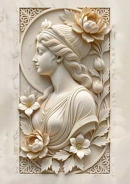Classical Woman Sculpture with Floral Accents