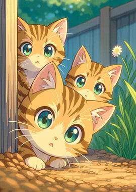Cute Cartoon Cats Peeking