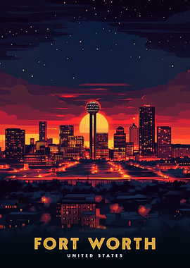Fort Worth Skyline at Sunset