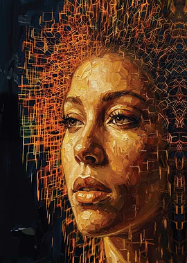 Abstract Portrait with Geometric Hair