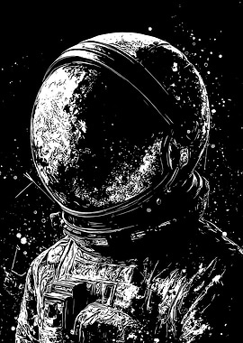 Monochrome Astronaut in Space
