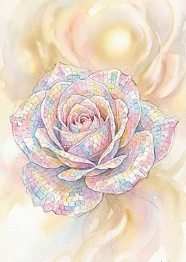 Disco Rose Watercolor Painting