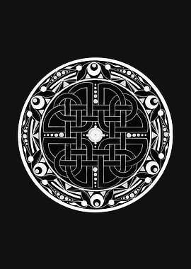 Celtic Knot Mandala – Black & White Line Art