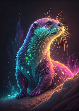 Neon Otter Portrait