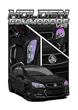 black Holden Commodore VFII Car Illustration