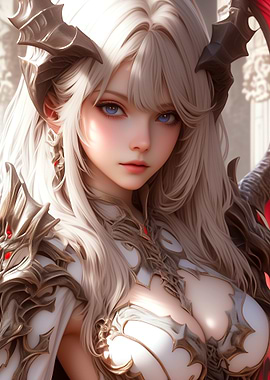Anime Girl with Horns and Armor