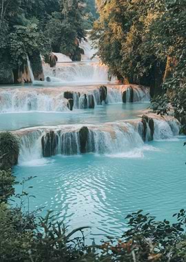 Waterfalls in Lush Greenery