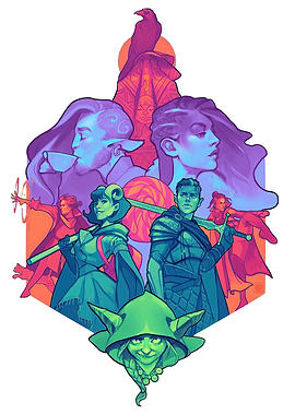 Fantasy Characters Group Portrait Illustration