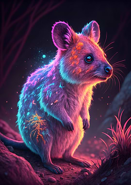 Neon Quokka Portrait