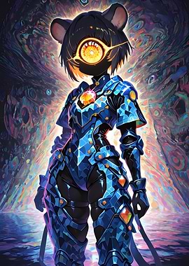 Cyclops Bear Warrior in Blue Armor