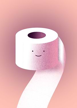 Cute Toilet Paper Roll Illustration