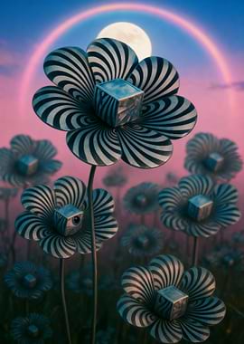 Surreal Flowers with Cube Centers