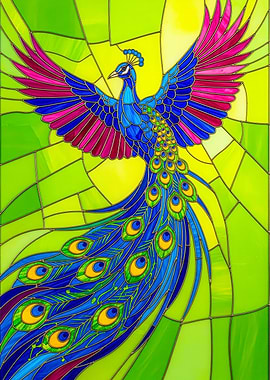 Stained Glass Peacock Art