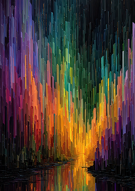 Colorful Abstract Waterfall Digital Art