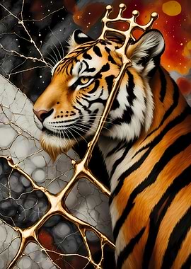 Abstract Fantasy #136 - Crowned Tiger Portrait