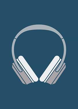 Minimalist Headphones Illustration on Blue Background