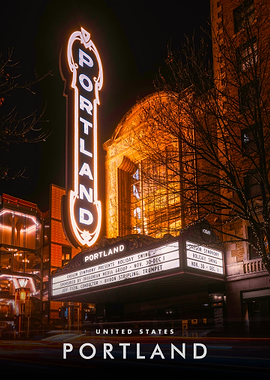 Portland Oregon Theater at Night