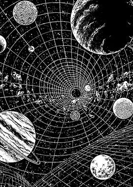 Black and White Space Illustration