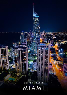 Miami Cityscape at Night