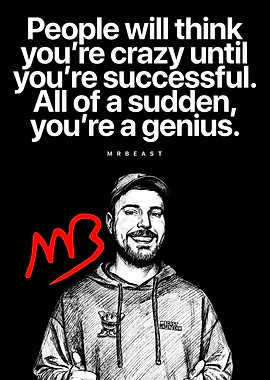 Inspirational Genius Quote Poster Motivational Wall Art Minimalist Design