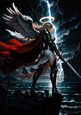 Angel Warrior with Sword and Wings