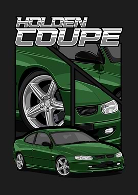 Green Holden Coupe Car Illustration