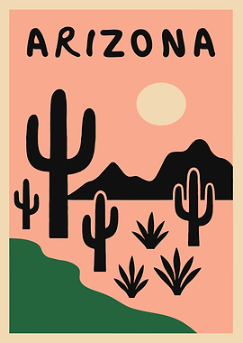 Arizona Desert Landscape Illustration