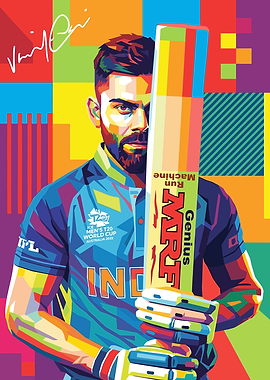Virat Kohli Colorful Pop Art Portrait